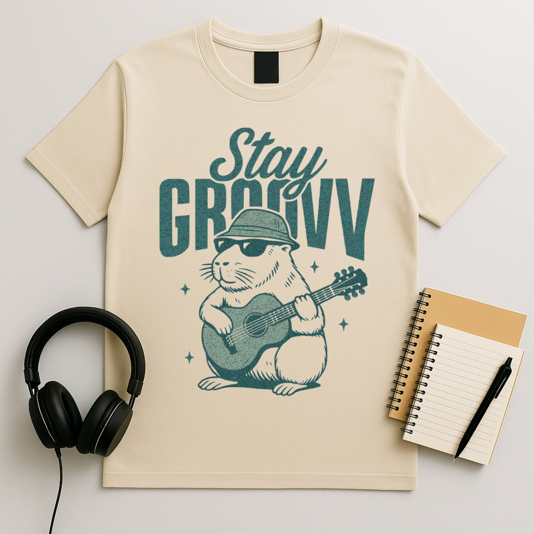 Stay Groovy – Capybara Guitar T-Shirt