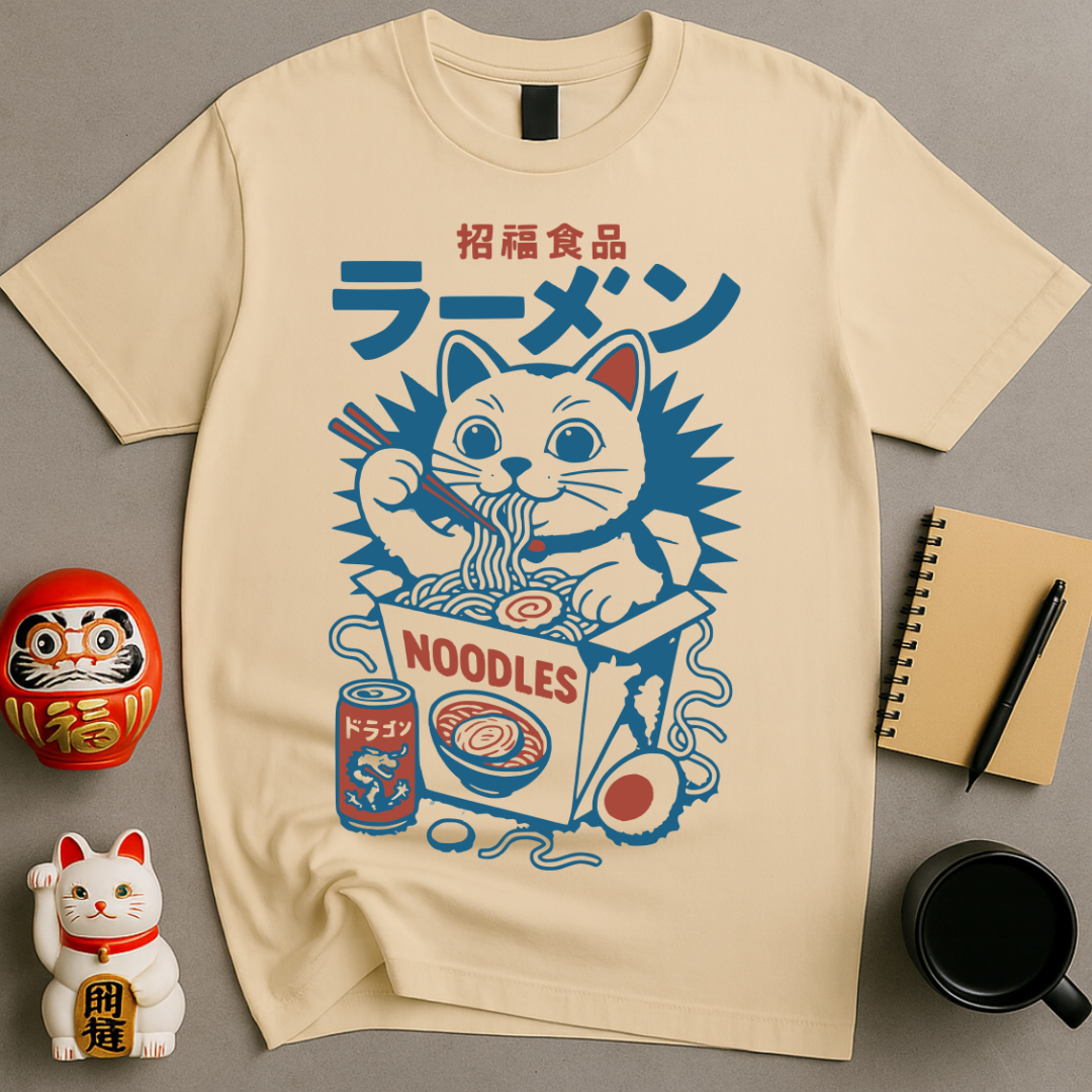 Lucky Cat Ramen Noodle Box T-Shirt