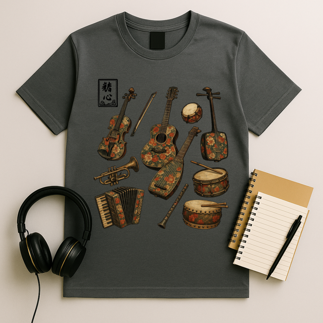 Floral Instrument Collage T-Shirt