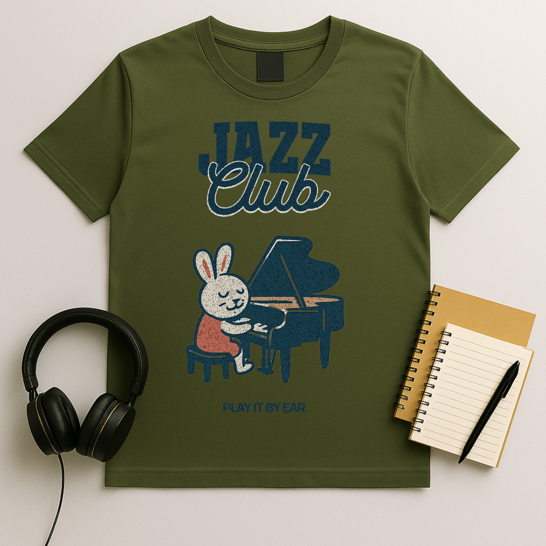 Jazz Club Bunny Piano T-Shirt