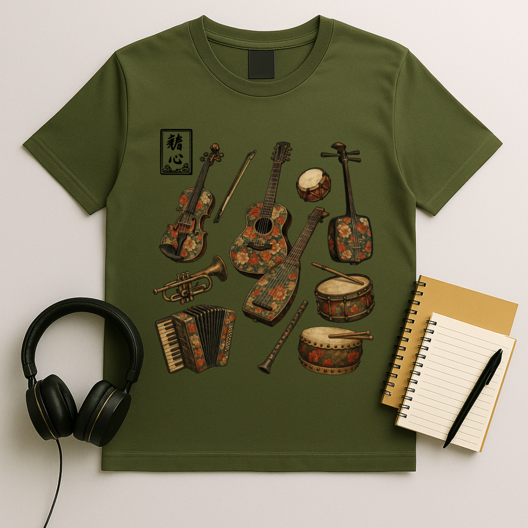 Floral Instrument Collage T-Shirt