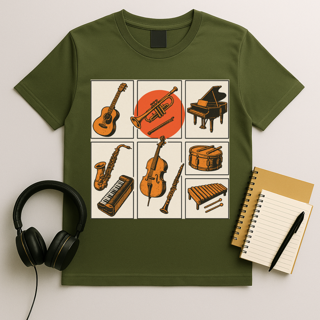 Vintage Instrument Collage T-Shirt