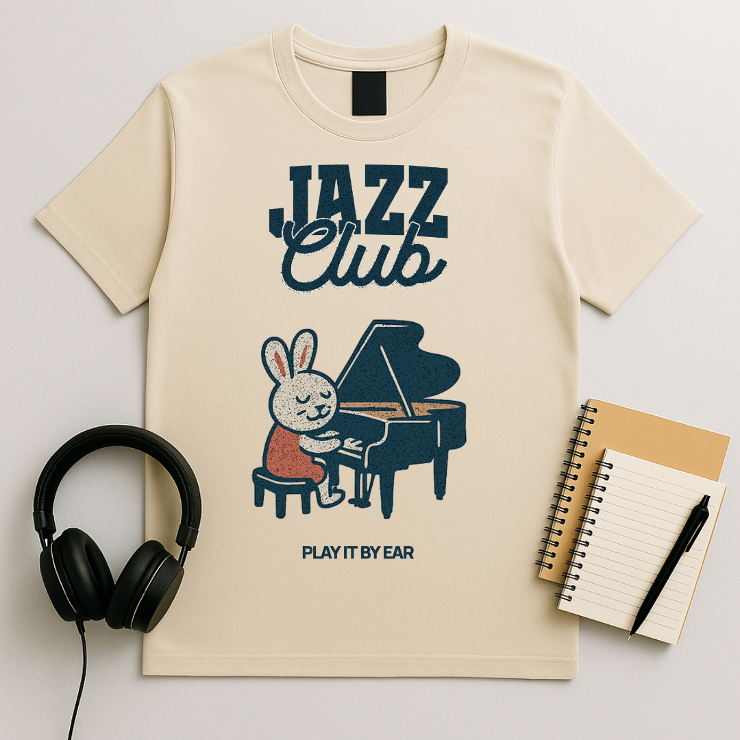 Jazz Club Bunny Piano T-Shirt
