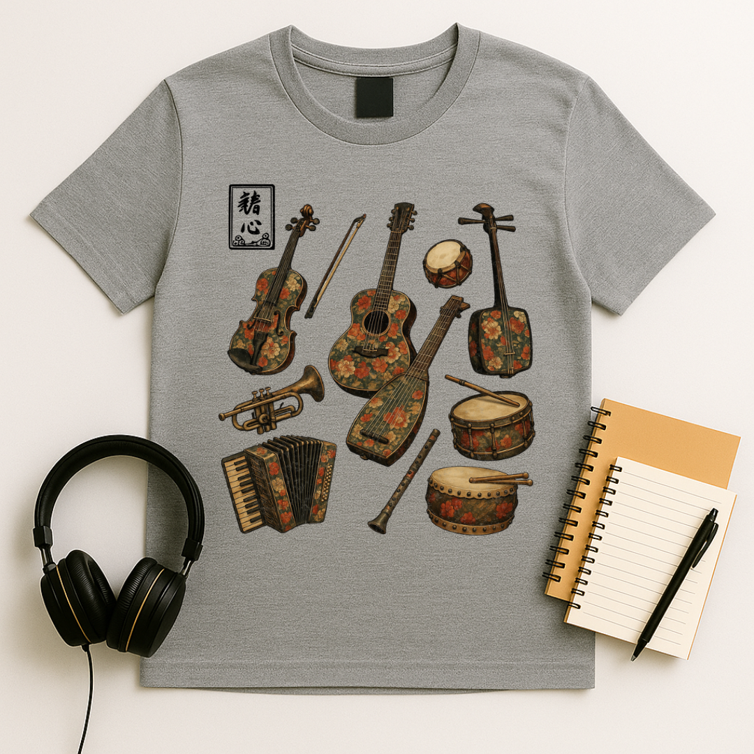 Floral Instrument Collage T-Shirt