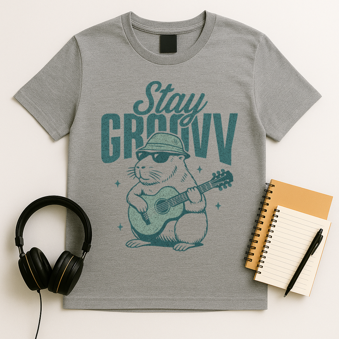 Stay Groovy – Capybara Guitar T-Shirt