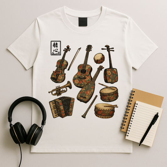 Floral Instrument Collage T-Shirt