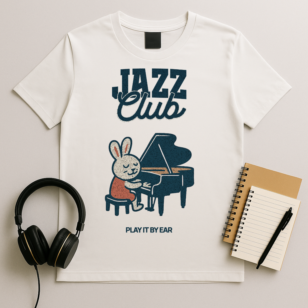 Jazz Club Bunny Piano T-Shirt