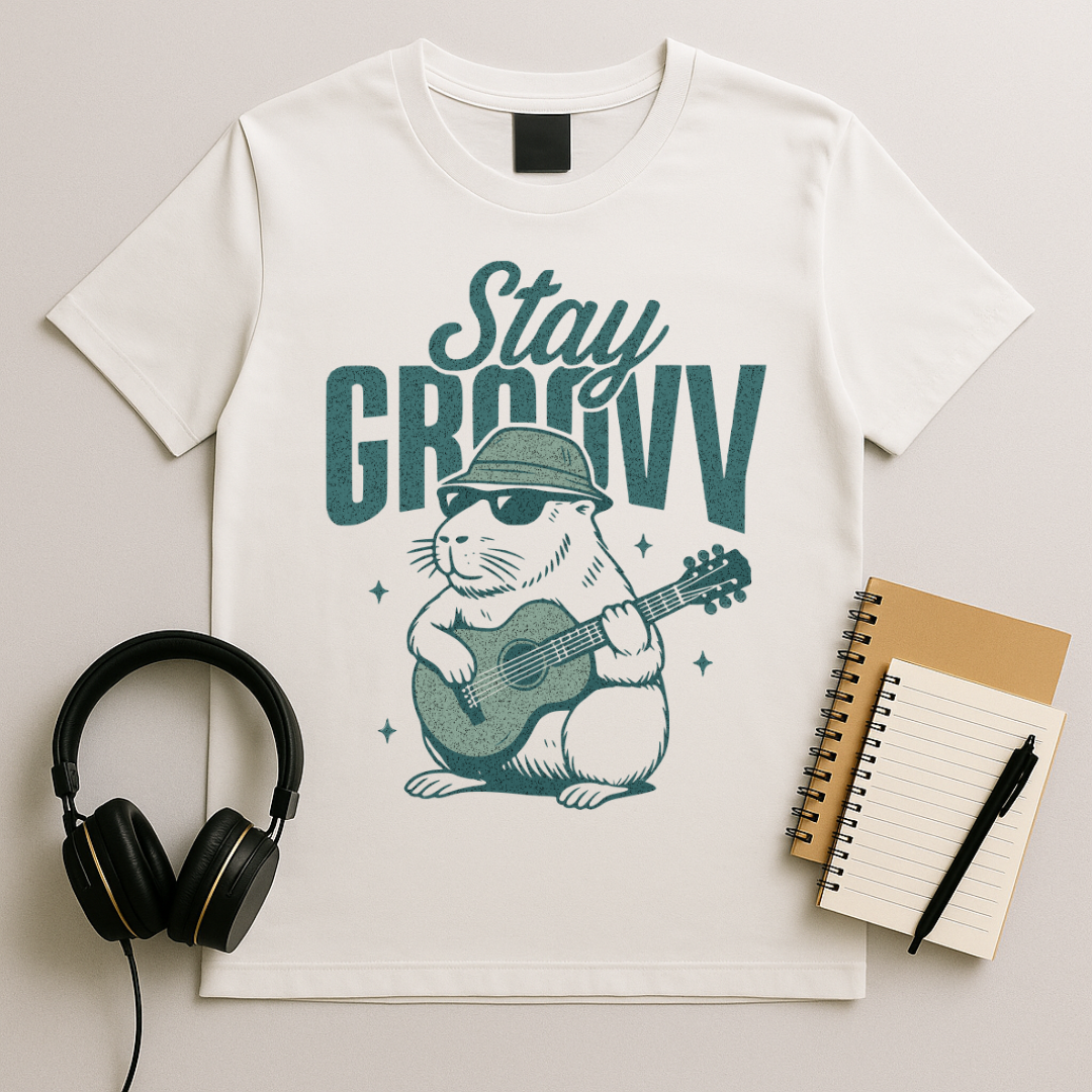 Stay Groovy – Capybara Guitar T-Shirt
