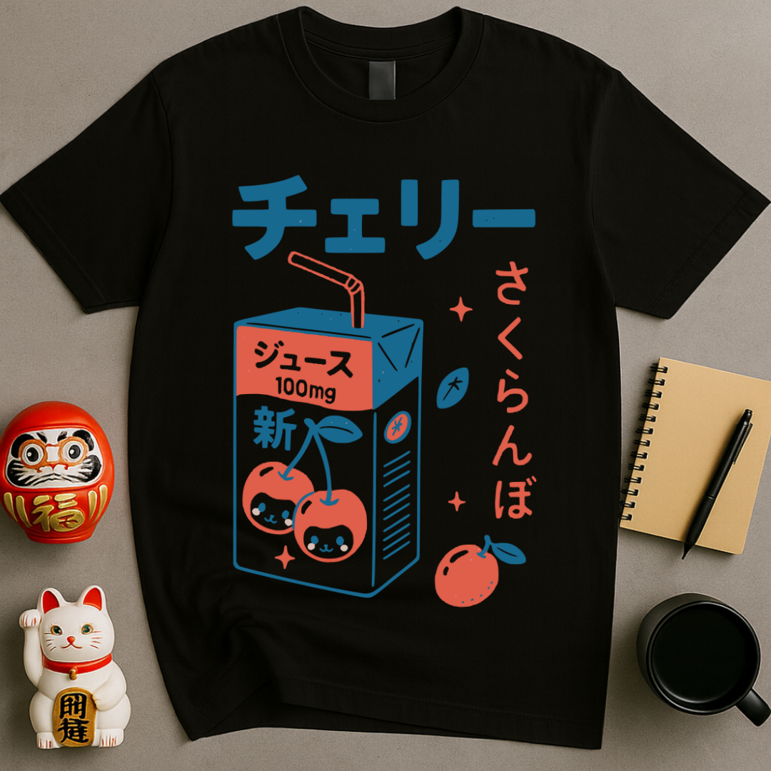 Cherry Juice Box Retro Japanese T-Shirt