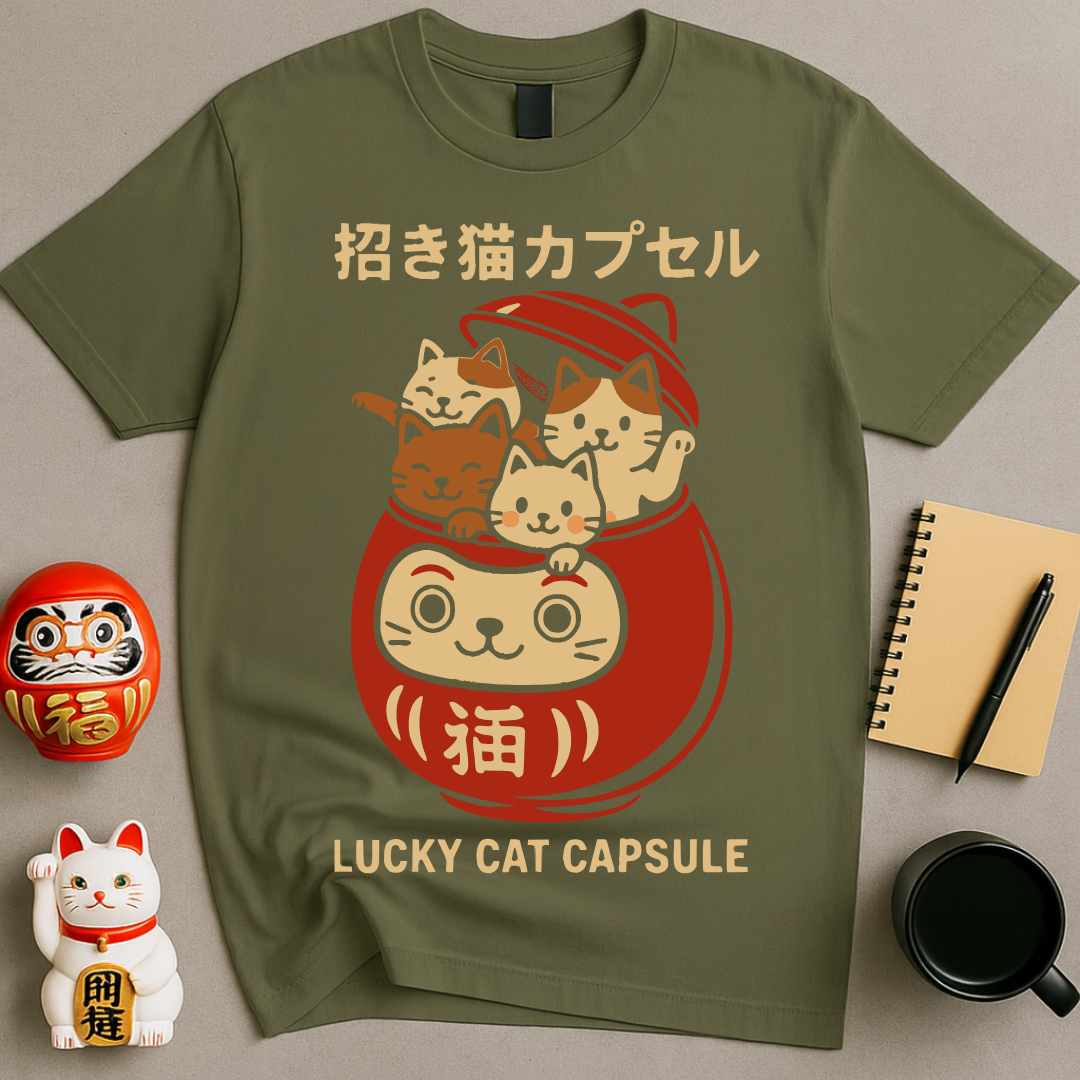 Lucky Cat Capsule – Kawaii Japanese Maneki Neko Vintage Tee