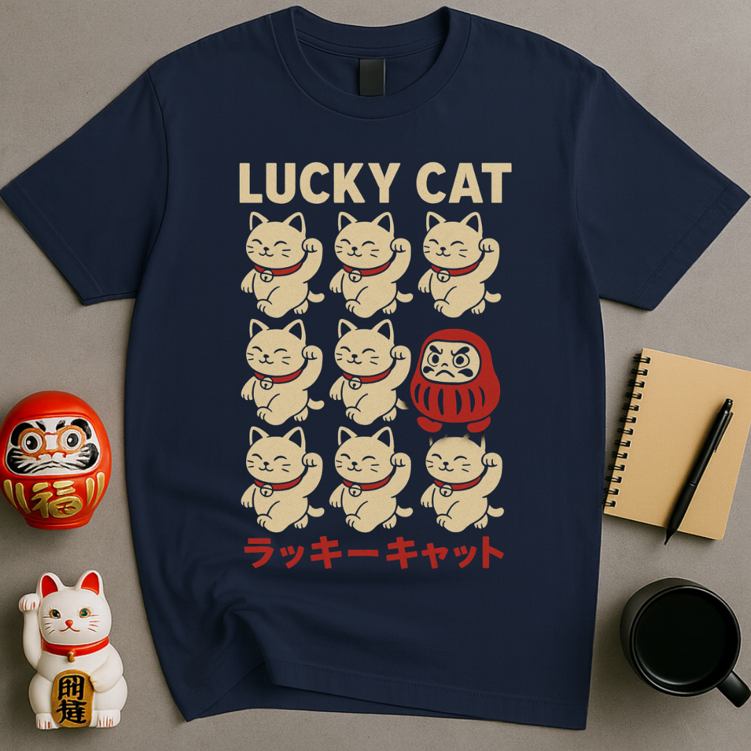 Lucky Cat Grid T-Shirt