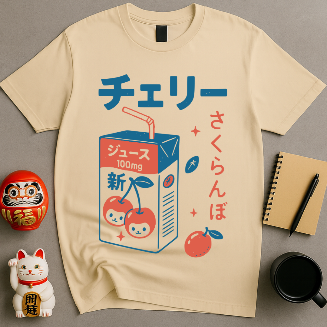 Cherry Juice Box Retro Japanese T-Shirt