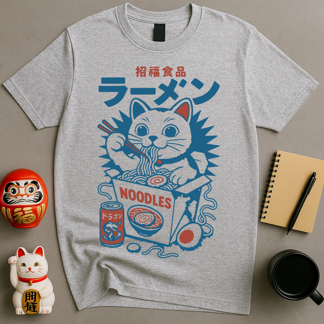 Lucky Cat Ramen Noodle Box T-Shirt