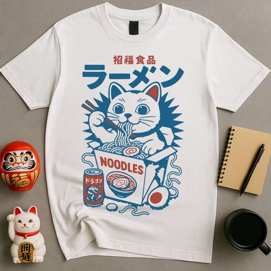 Lucky Cat Ramen Noodle Box T-Shirt